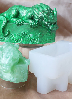 仿玉神兽麒麟镇水兽diy硅胶模具
