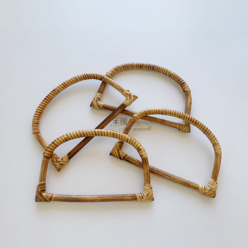 DIY LUGGAGE ACCESSORIESD-SHAPED SEMI-CIRCULAR BAMBOO RATTAN HAND HANDLE CROCHET BAG ACCESSORIES RATTAN HANDLE RATTAN HANDLE RATTAN HANDLE