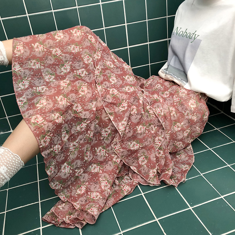 LAZYS 韩版中长款碎花雪纺宽松高腰半身裙夏天2019新款裙子学生潮|ruв категории Женская одежда, юбка - от Buy2taobao.com для оказания профессиональной услуги покупки агента Taobao