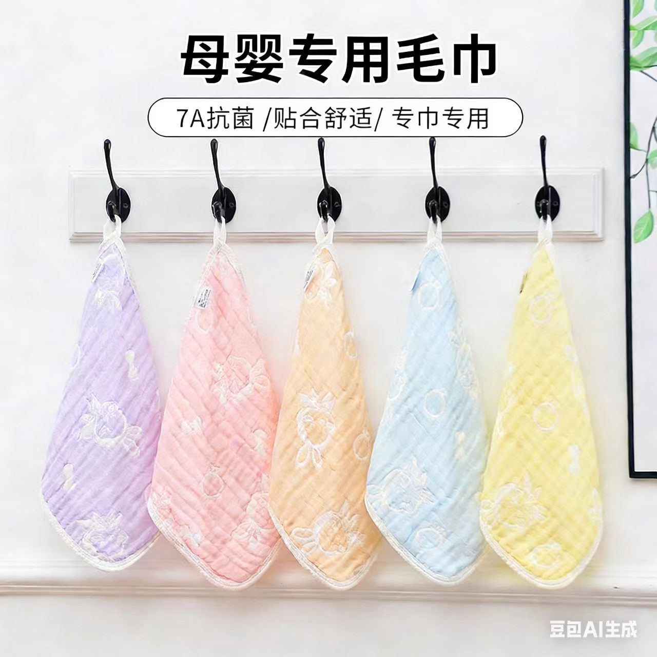 梦想鱼婴儿纯棉纱布抗菌口水巾