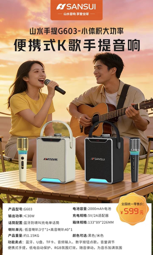 山水G603户外K歌音响无线麦克风一体便携式蓝牙音箱大音量音响