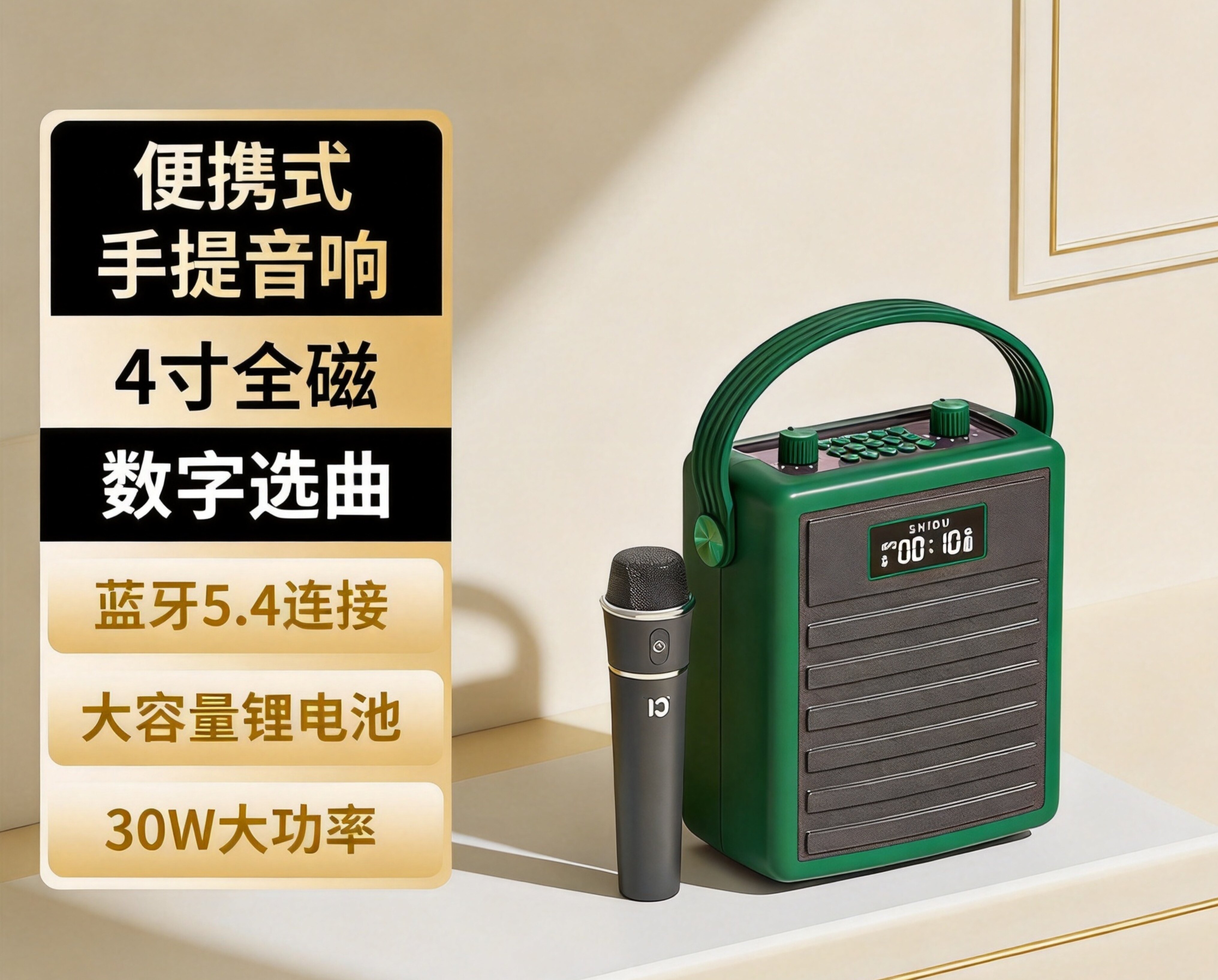 十度蓝牙音响广场舞户外便携手提大功率充电无线话筒音箱低音炮