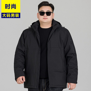 外套肥佬宽松可脱卸帽保暖工装 冬季 加肥大码 加厚棉服男士 棉衣 新款