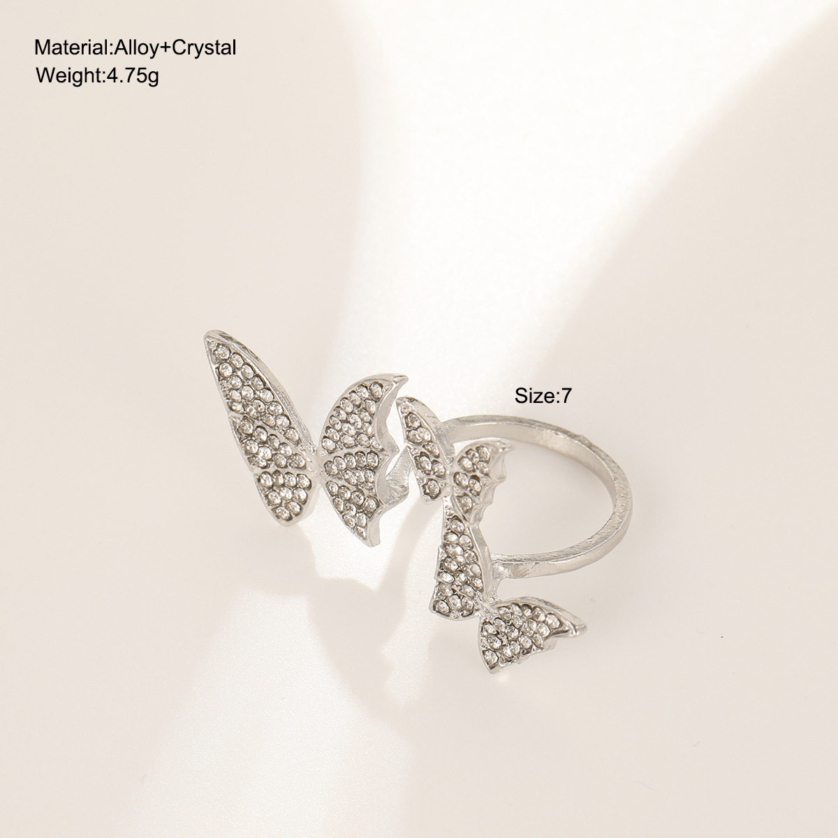 BUTTERFLY RINGS WOMEN OPEN RING SIMPLE INDEX FINGER RING INS FENG SHUI DIAMOND MICRO SET BUTTERFLY RING