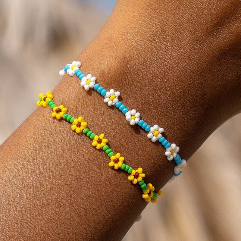 colour Daisy Bracelet girl沙滩度假风小雏菊编织彩色米珠手錬女