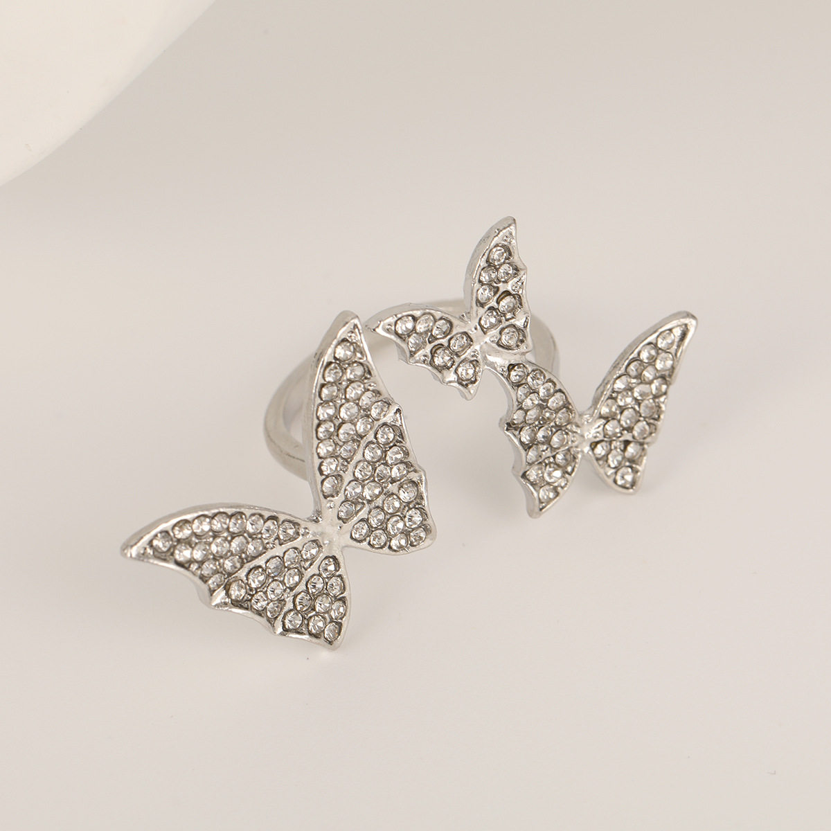 BUTTERFLY RINGS WOMEN OPEN RING SIMPLE INDEX FINGER RING INS FENG SHUI DIAMOND MICRO SET BUTTERFLY RING