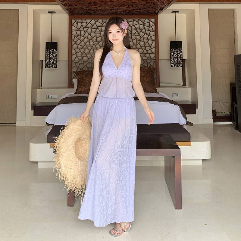 紫色比基尼女分体式长裙