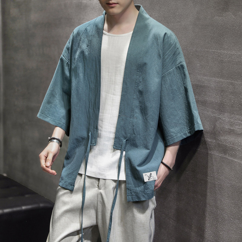 K626 P30 室内风 休闲宽松风棉麻仙鹤刺绣开衫汉服外套青年图片