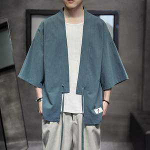 K626 P30 室内风 休闲宽松风棉麻仙鹤刺绣开衫汉服外套青年图片