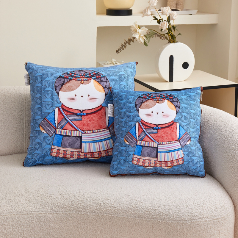 （总）宝马家纺（原梦童画） 2025新款喜暖印花民族系列加厚抱枕