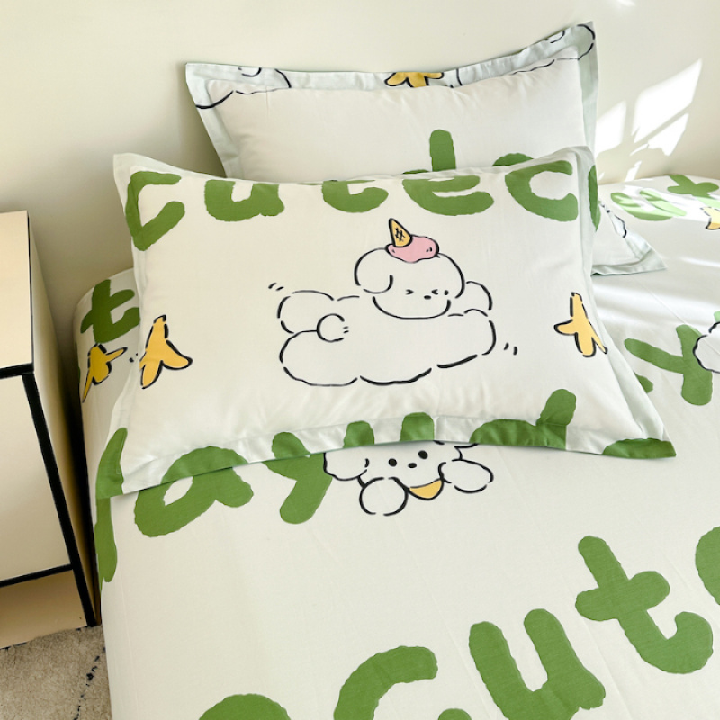 全棉可爱卡通信封枕套一只装简约单人学生100%纯棉枕头套48x74cm