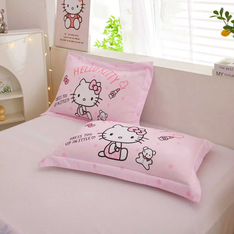 三丽鸥正品全棉凯蒂猫枕套纯棉hellokitty单人学生幼儿园儿童枕皮