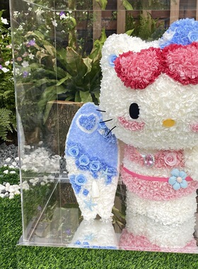 网红款helloKitty永生花KT猫可爱摆件送女友闺蜜生日礼物