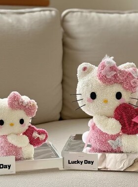 七夕情人节Hello kitty真花永生花亚克力摆件送女生闺蜜生日礼物