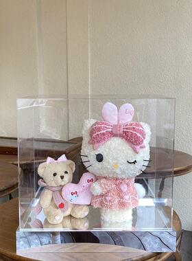 情人节礼物送女友永生花萌兔兔hellokitty可爱玩偶猫摆件零售