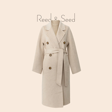 水波纹小驼绒双排扣双面呢大衣 RS03031