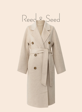 水波纹小驼绒双排扣双面呢大衣 RS03031