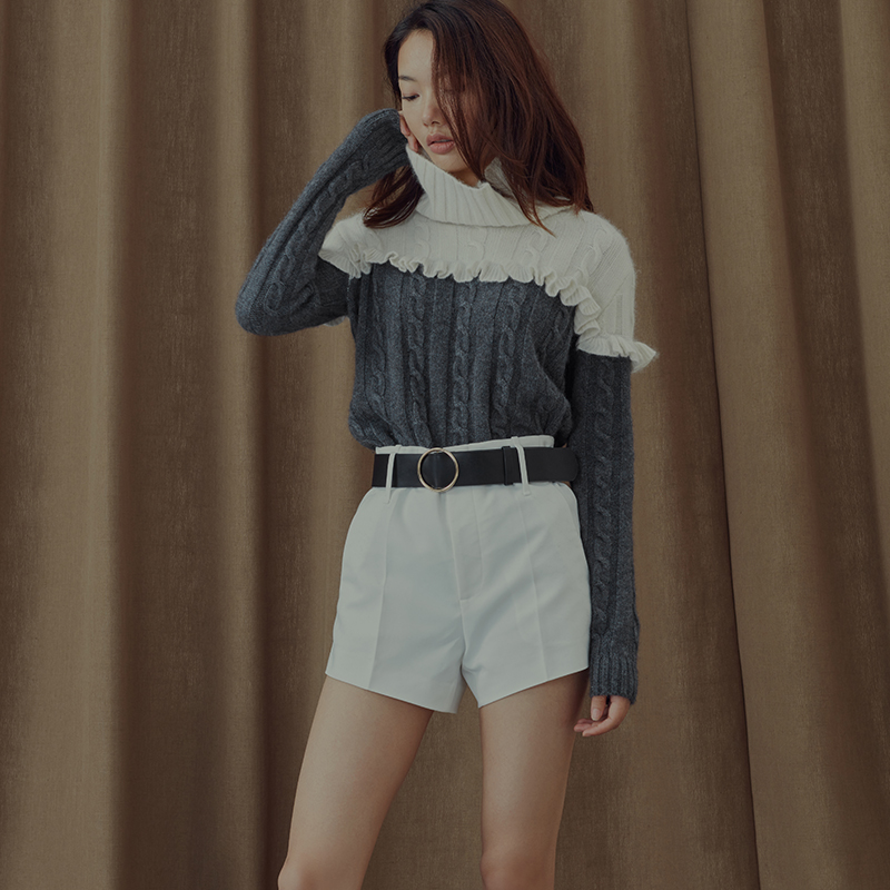 文艺复兴拼色气质毛衣（设计师品牌）RS01023