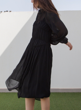 浪漫雪纺绉设计感松紧线两件式连衣裙RS04032