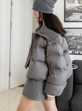 针织大翻领短款轻盈云朵羽绒服90鸭绒保暖外套RS03042