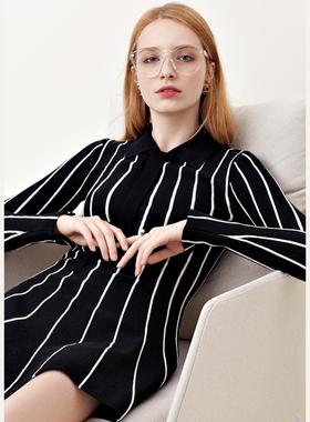 芦苇种子ReedSeed｜法式修身长袖针织蝴蝶结连衣裙 RS01013