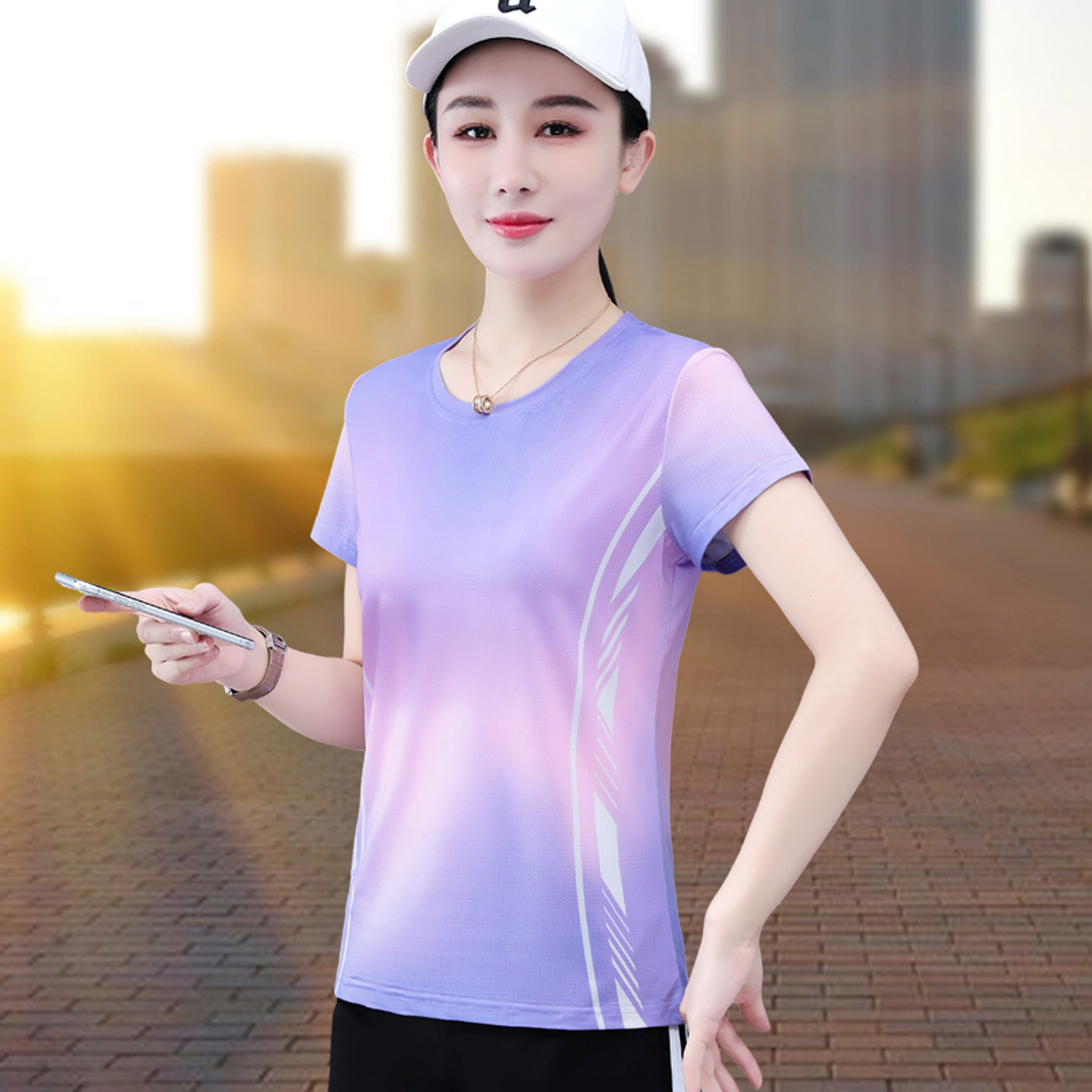 冰丝t恤女士短袖夏季2026新款速干薄款半袖T休闲运动显瘦洋气上衣