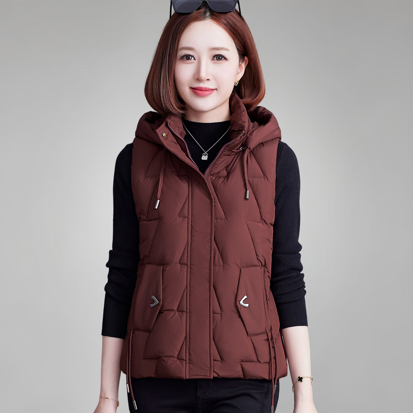 马甲款棉衣女士2025冬季新款时尚羽绒棉背心外穿马夹妈妈保暖外套