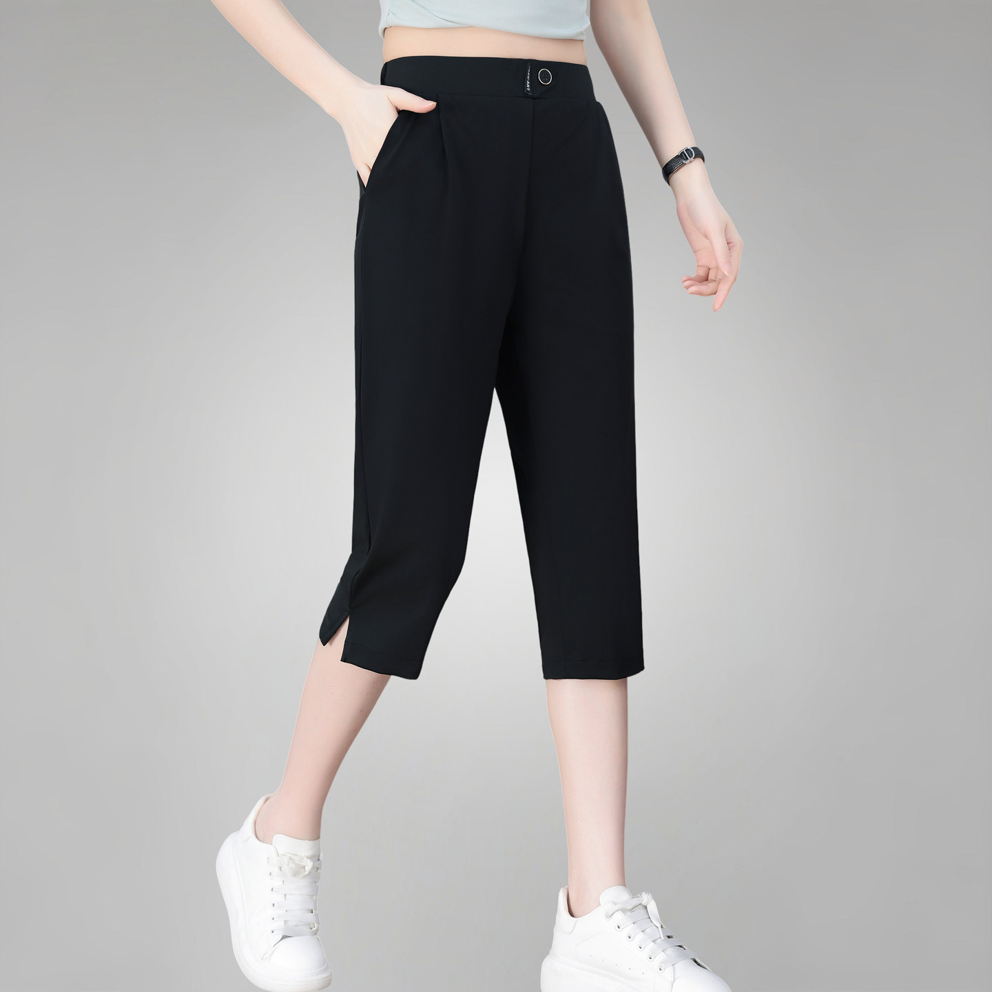 直筒裤子女款七分裤2026夏季新款速干薄款女裤妈妈显瘦冰丝休闲裤