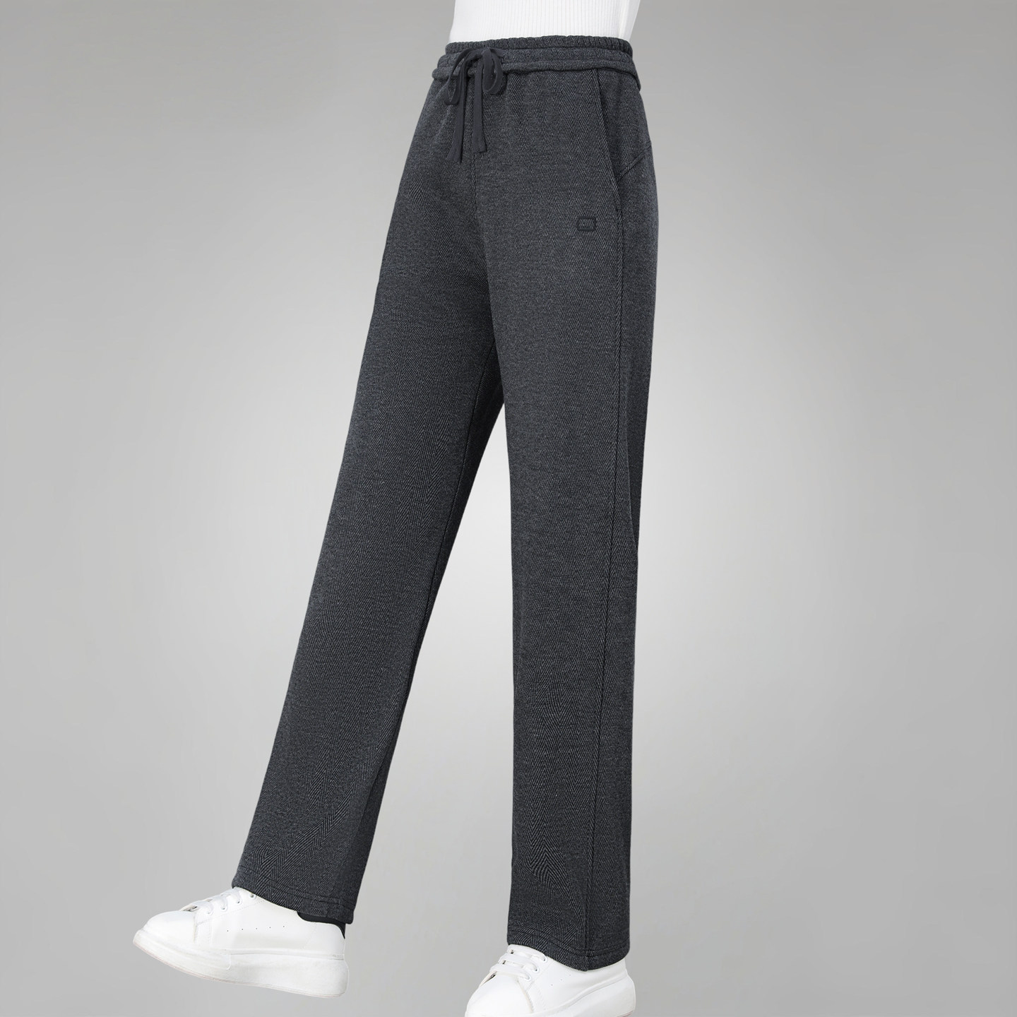 女士加绒裤子2025秋冬新款松紧腰加厚直筒裤休闲显瘦保暖妈妈长裤