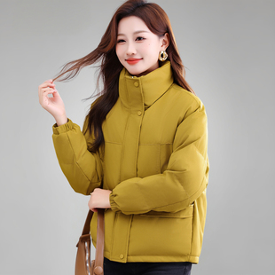 立领棉服女款冬装2025新款加厚保暖外套短款时尚羽绒棉衣妈妈棉袄