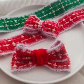 金丝毛边小香风织带手工蝴蝶结新年儿童发饰圣诞发夹diy材料 D57