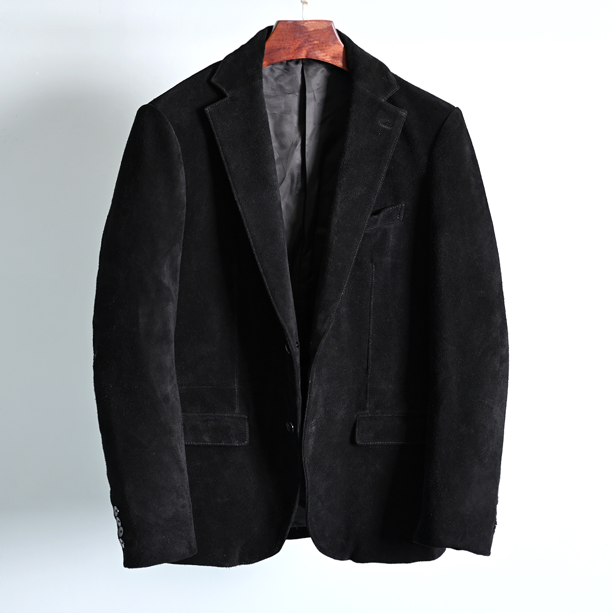 男款休闲牛皮翻毛皮西服外套优雅气质修身真皮皮西装男士商务皮衣