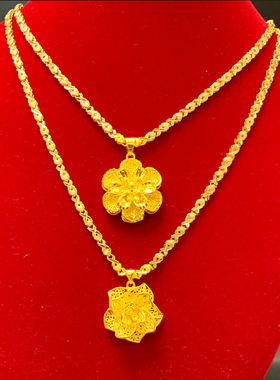 正宗真越南沙金女土24K黄金项链