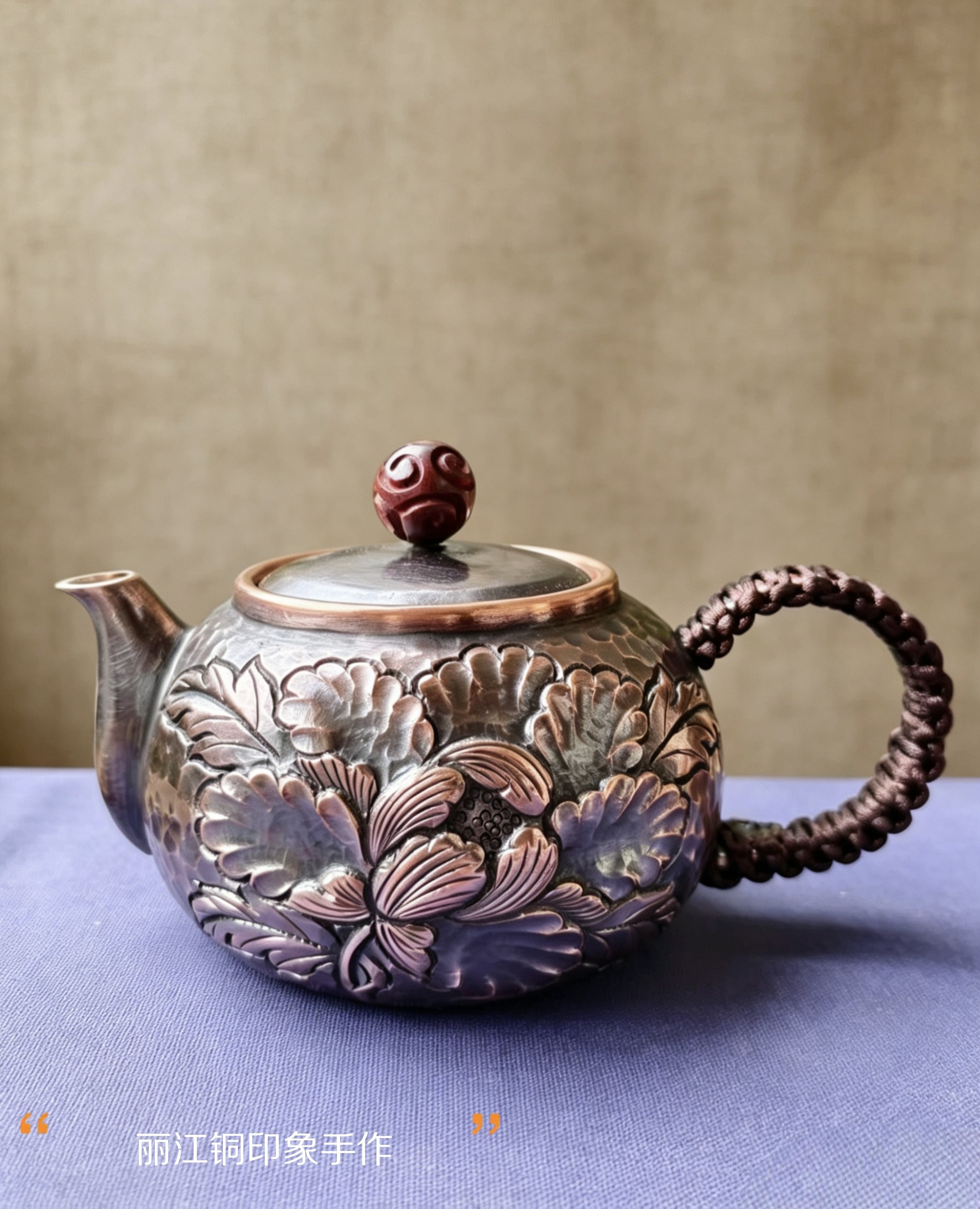 丽江铜印象手作铜壶做旧复古雕花茶壶