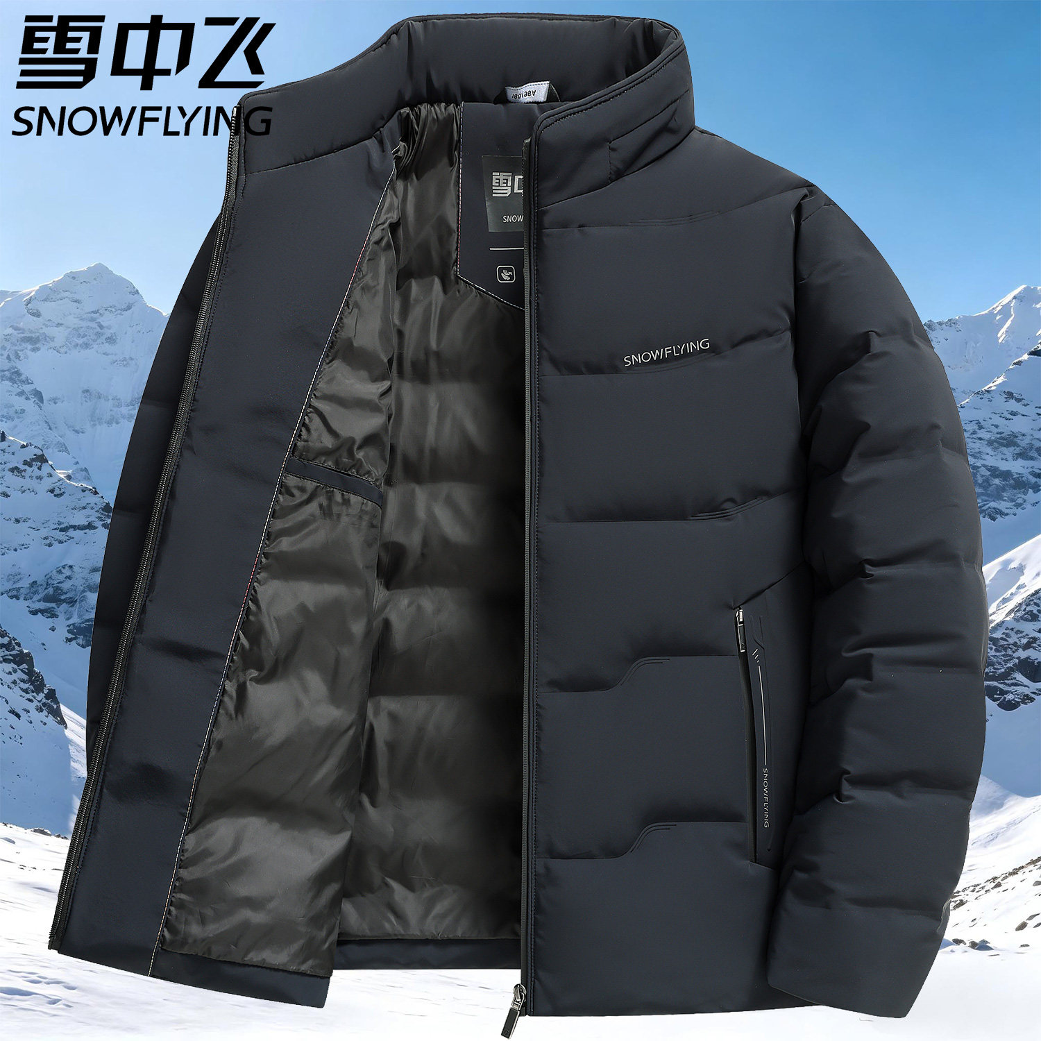 雪中飞高档冬季男士羽绒服短款立领鸭绒商务防寒外套中年休闲男装