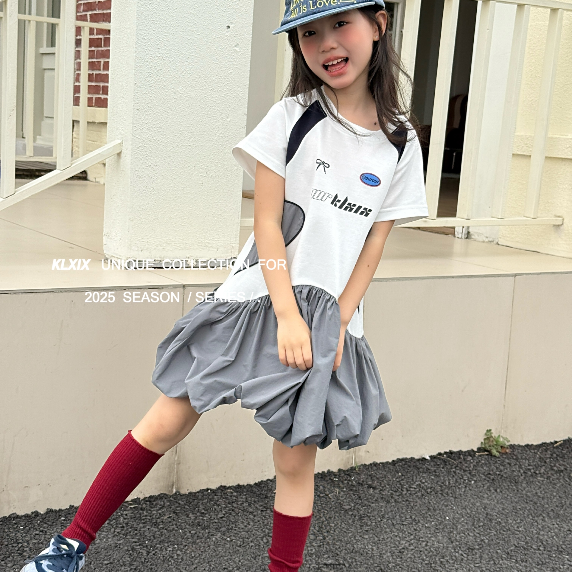 波拉BORA女童中大童拼色连衣裙