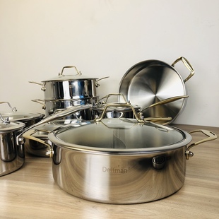 瑕疵316特厚三层复合钢16/18奶锅24汤锅蒸锅26平底锅28火锅30炒锅