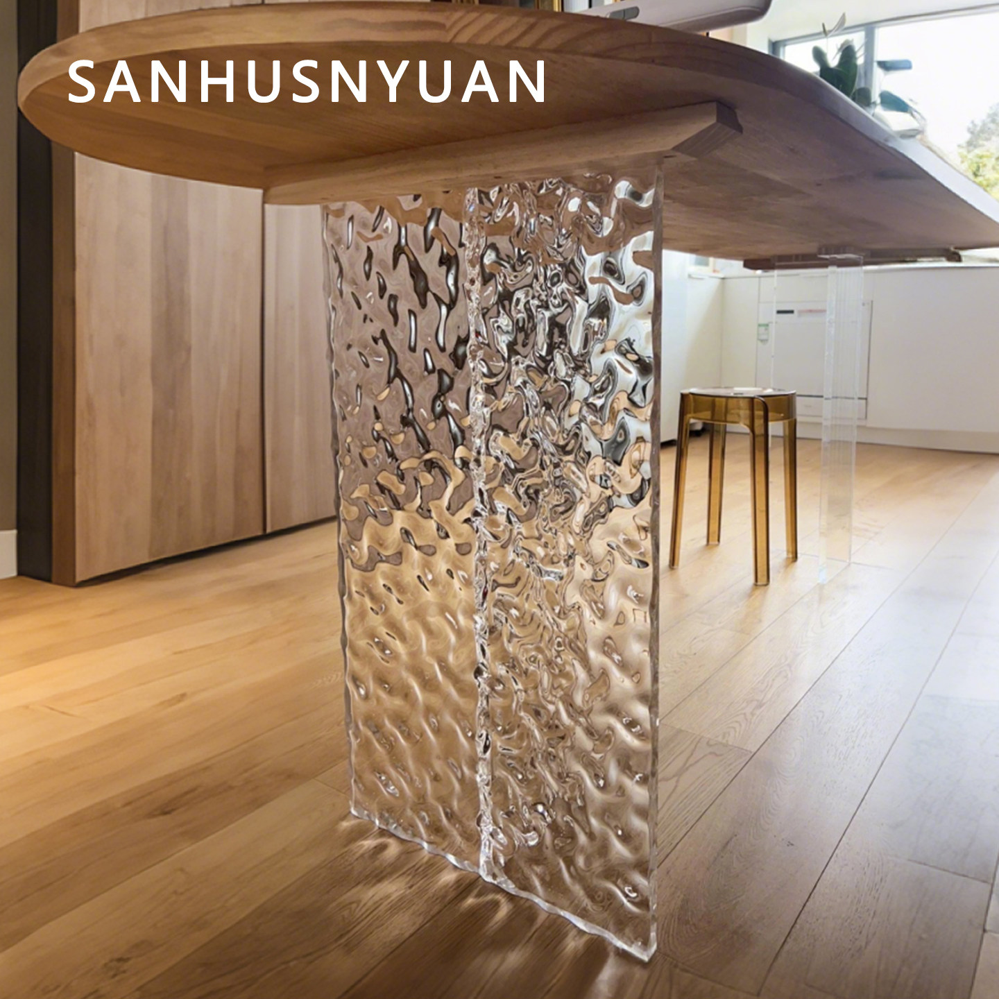 水波纹亚克力桌腿透明ins风书桌餐桌DIY家具支撑脚T型桌腿高承重,基础建材,亚克力板,淘宝优惠券,粉丝福利购,淘宝优惠卷