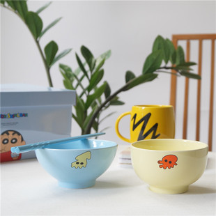 4件套日本野原家蜡笔小新陶瓷餐具 米饭碗马克杯筷子毕业礼物生日