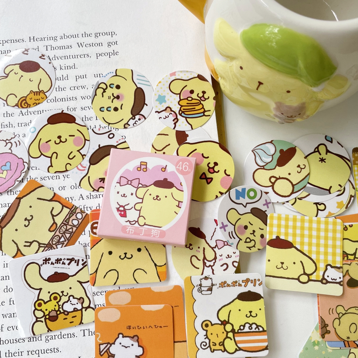 猫部杂货 46枚入 日式布丁狗装饰封口贴 狗狗手账日记本DIY贴纸