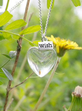 外贸宝石母女朋友爱心水晶约定吊坠wish时光记忆项链漂流瓶挂件
