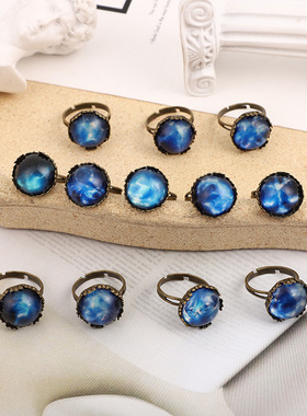 十二星座星空夜光戒指宇宙星空夜光指环个性创意时光宝石戒子现货