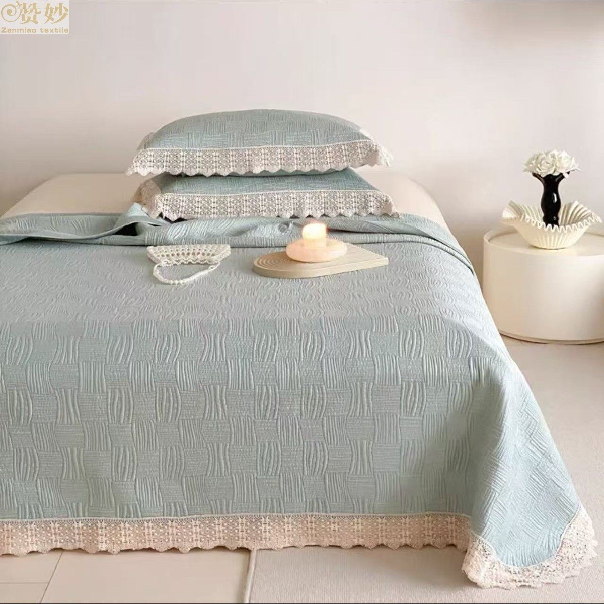 赞妙2026新款砂洗天丝床盖款三件套四季通用防滑夹棉加厚床单秋季,床上用品,床盖,淘宝优惠券,粉丝福利购,淘宝优惠卷