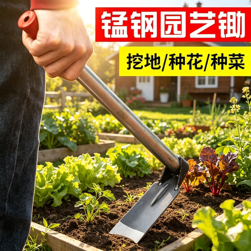小型锰钢一体锄草栽菜锄头