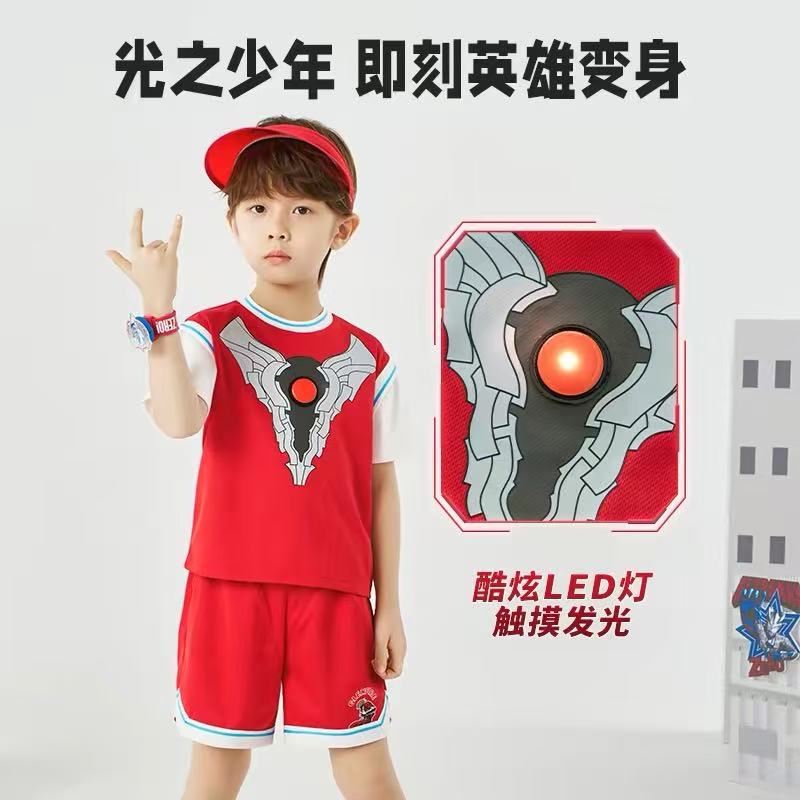 奥特曼男童短袖套装夏装韩版发光男孩短袖T恤儿童运动服装套装夏