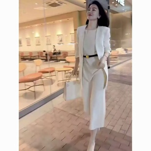 春夏胖MM套装高端外穿衬衫上衣韩版高级感A字连衣裙纯色两件套女