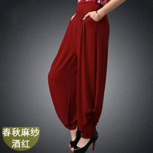 高级感松紧腰外搭松弛萝卜裤 子韩版 百搭纯色哈伦卫裤 胖MM2026春季
