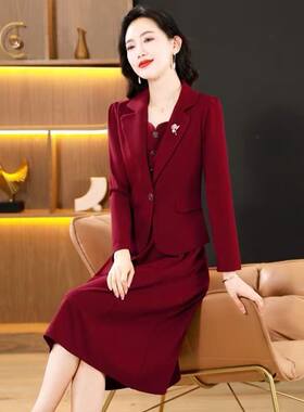 胖MM春季衬衫外套纯色A字连衣裙两件套妈妈装简约设计女套装裙子