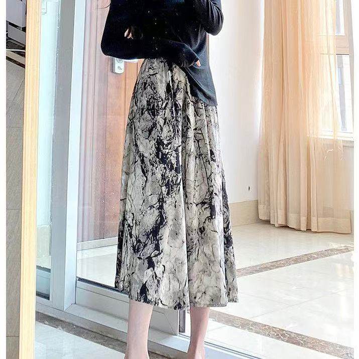 胖MM新中式高腰水墨设计半身长裙子国风松紧腰复古春季A字雪纺裙,女装/女士精品,半身裙,淘宝优惠券,粉丝福利购,淘宝优惠卷