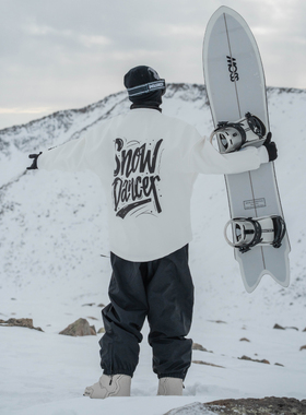 雪否 大文字单板滑雪防水over size宽松加绒百搭男女室内滑雪卫衣